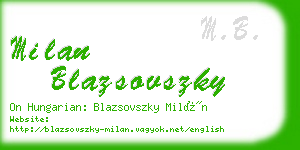 milan blazsovszky business card